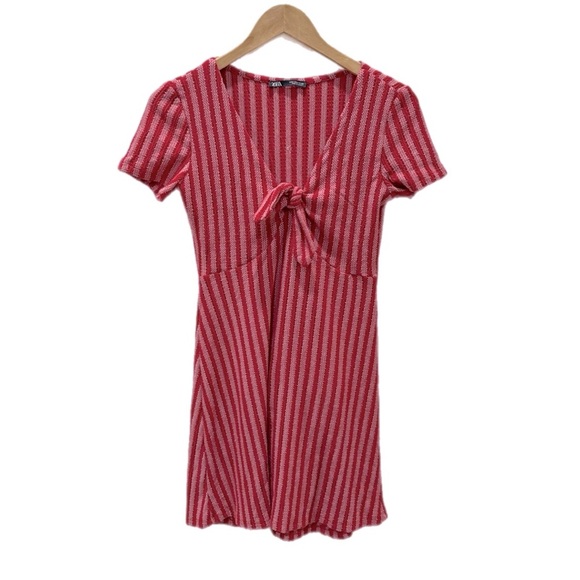 Zara Like New Striped Sailor Flare Mini Dress in Red and White Size Small - Picture 4 of 5